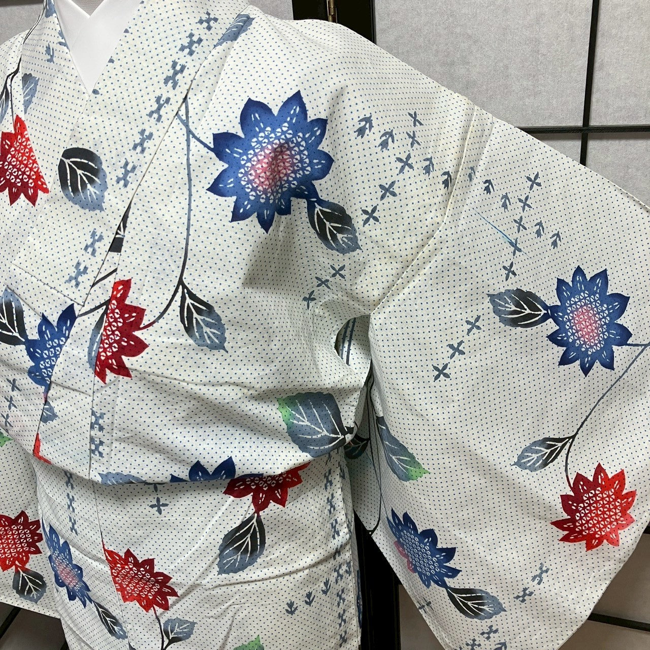 ［8793］浴衣 草花文様 ぼかし 綿 ゆかた レディース リメイク