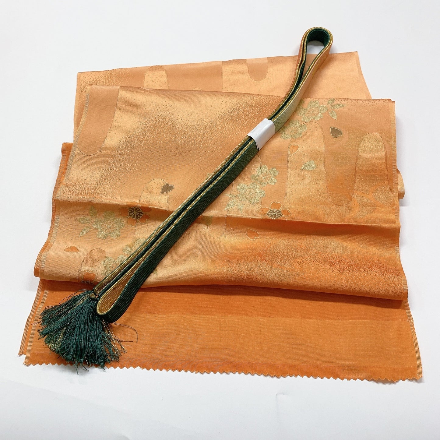 8061# Japanese Kimono Accessory Vintage Obiage and Obijime 2-piece Set Silk