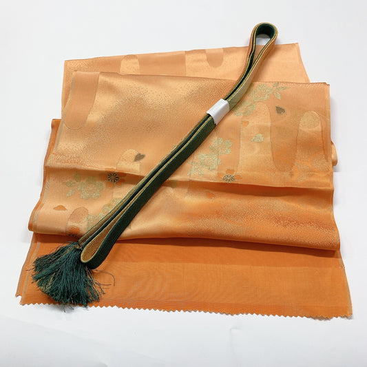 8061# Japanese Kimono Accessory Vintage Obiage and Obijime 2-piece Set Silk