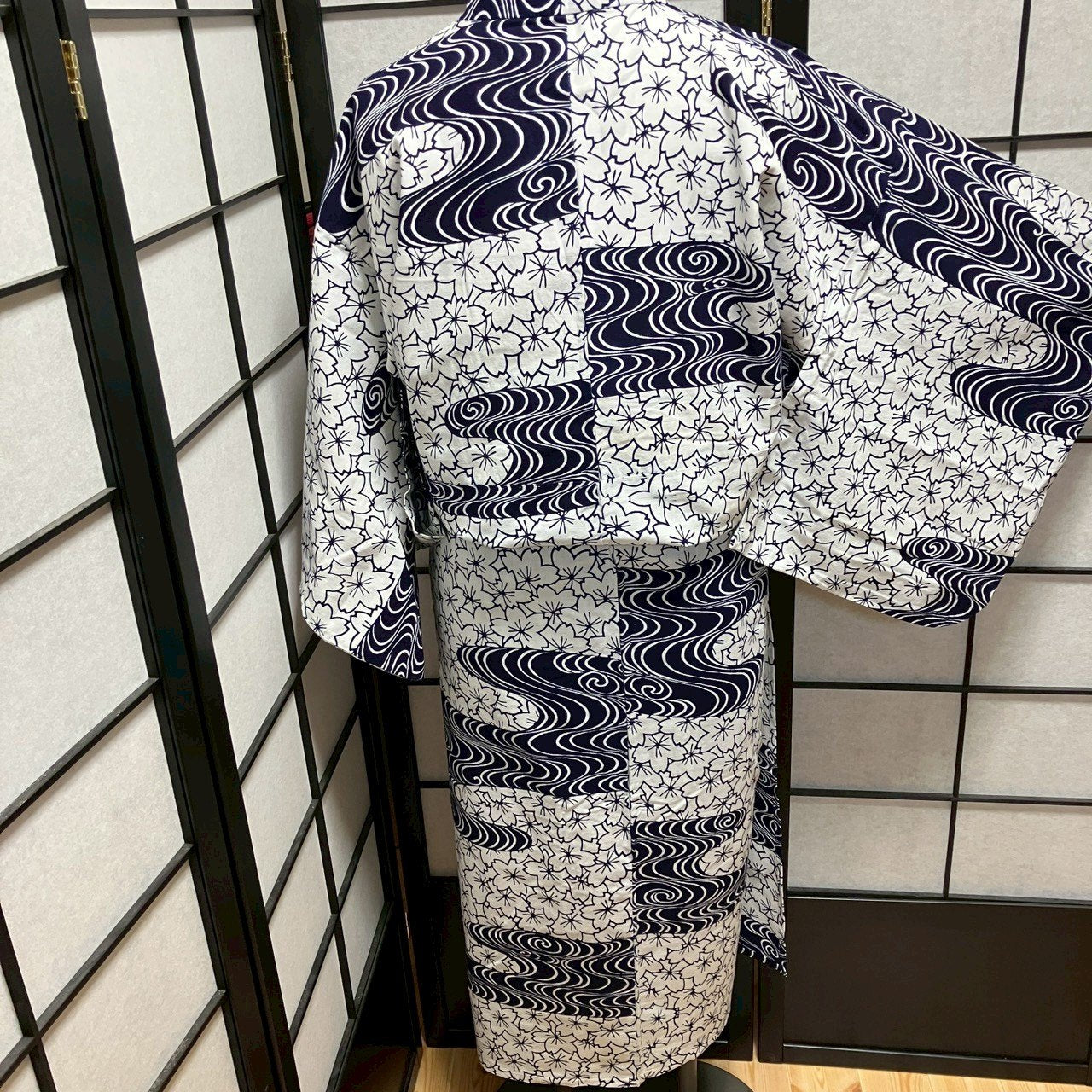 ［9432］浴衣 桜流水文様 ゆかた レディース リメイク 綿