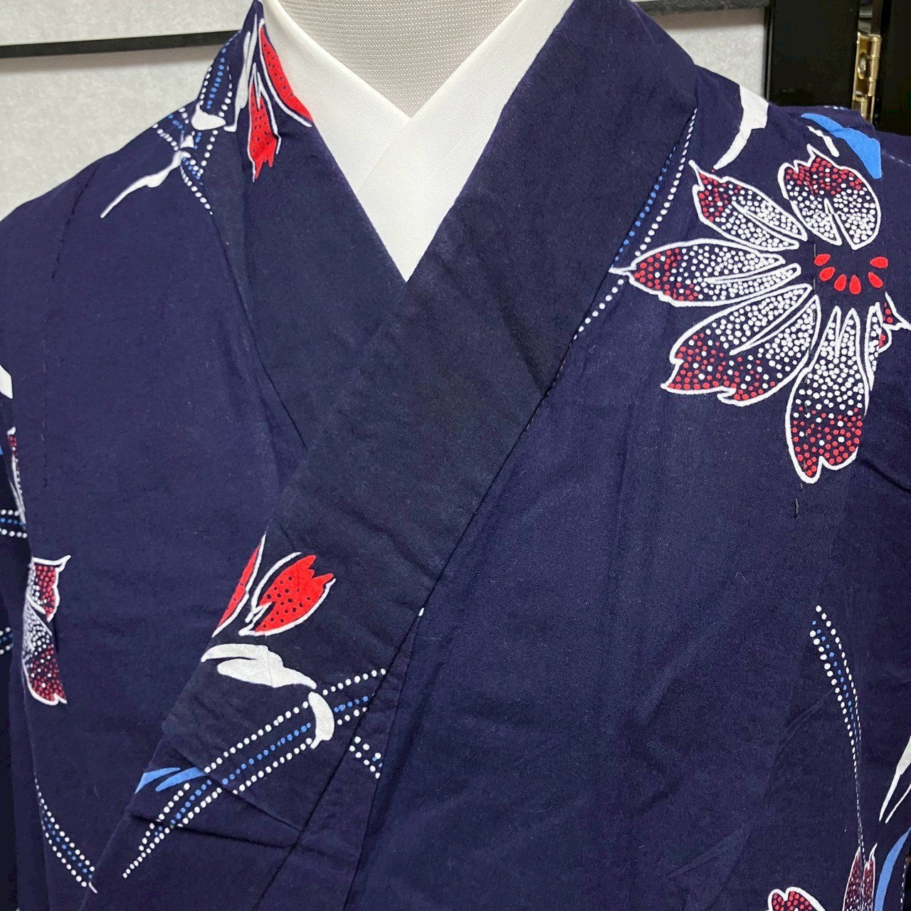［9488］浴衣 枝花文様 ゆかた レディース リメイク 綿