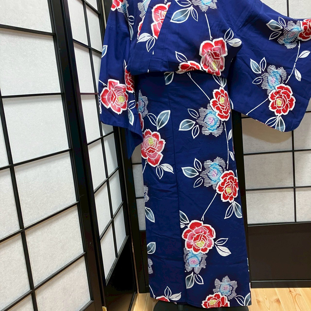 ［9167］浴衣 枝花文様 ゆかた レディース 綿 リメイク