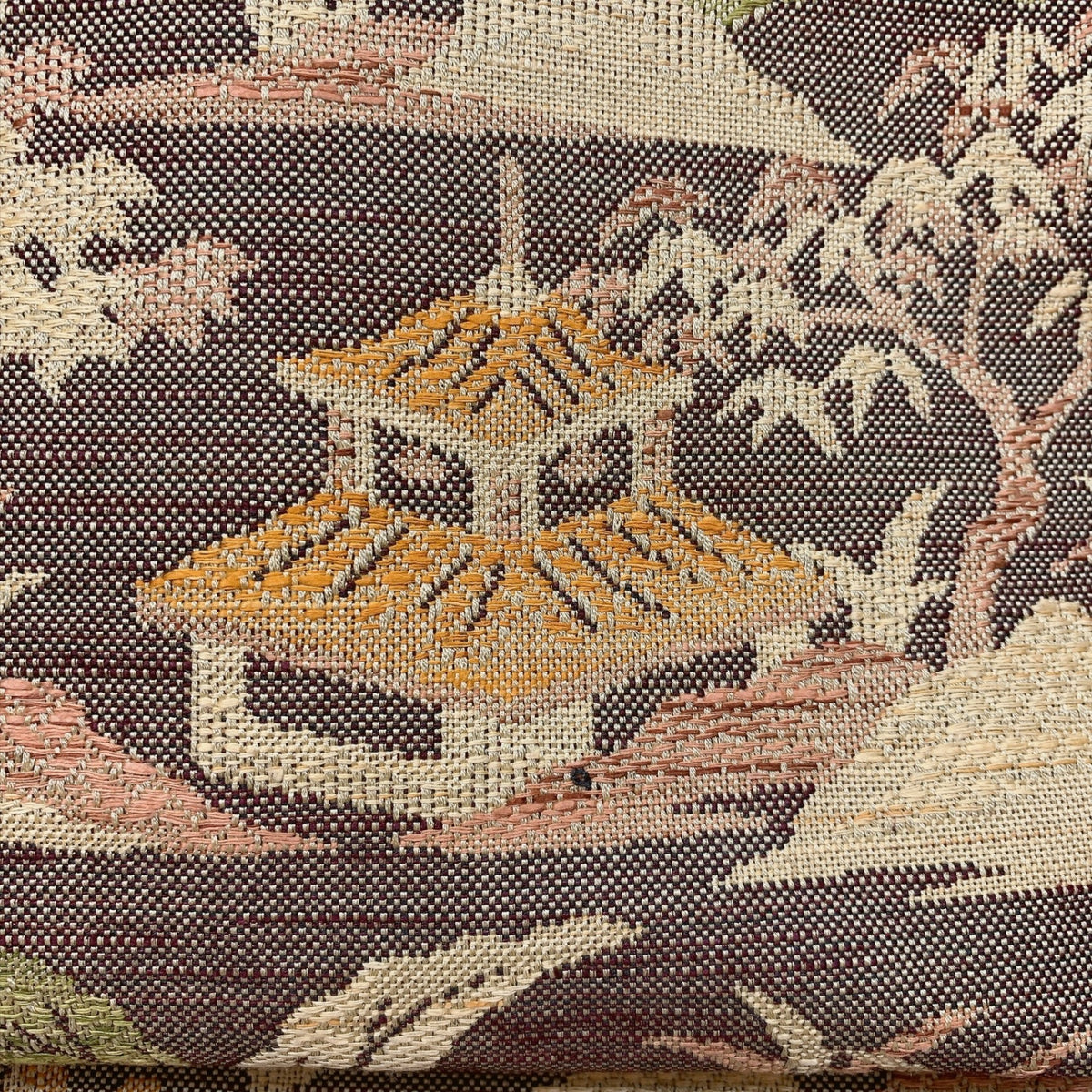 ［9319］名古屋帯 風景草花文様 紬地 八寸 正絹 着物