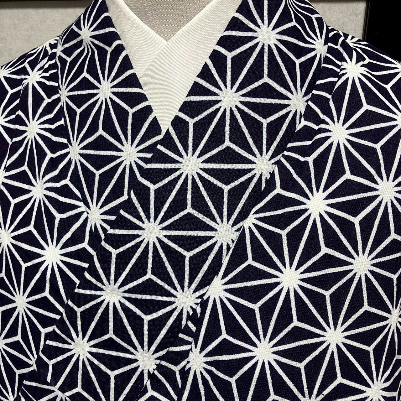 ［9474］浴衣 美品 麻の葉文様 ゆかた レディース 綿 リメイク