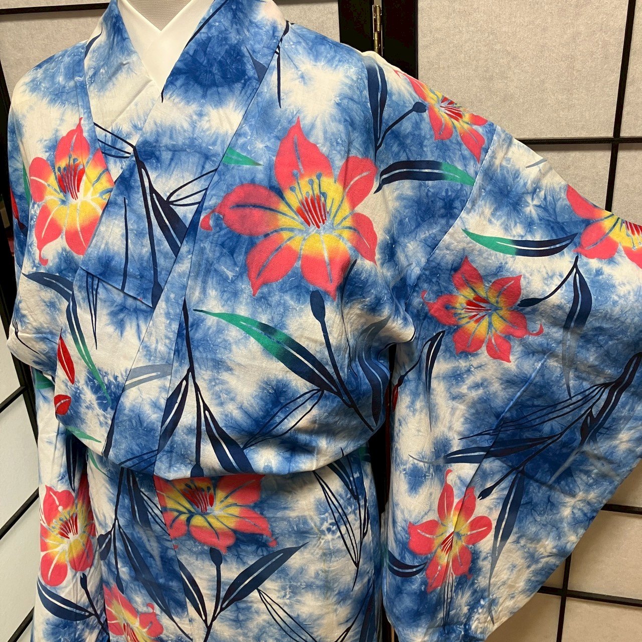 ［9169］浴衣 草花文様 ぼかし ゆかた レディース 綿 リメイク