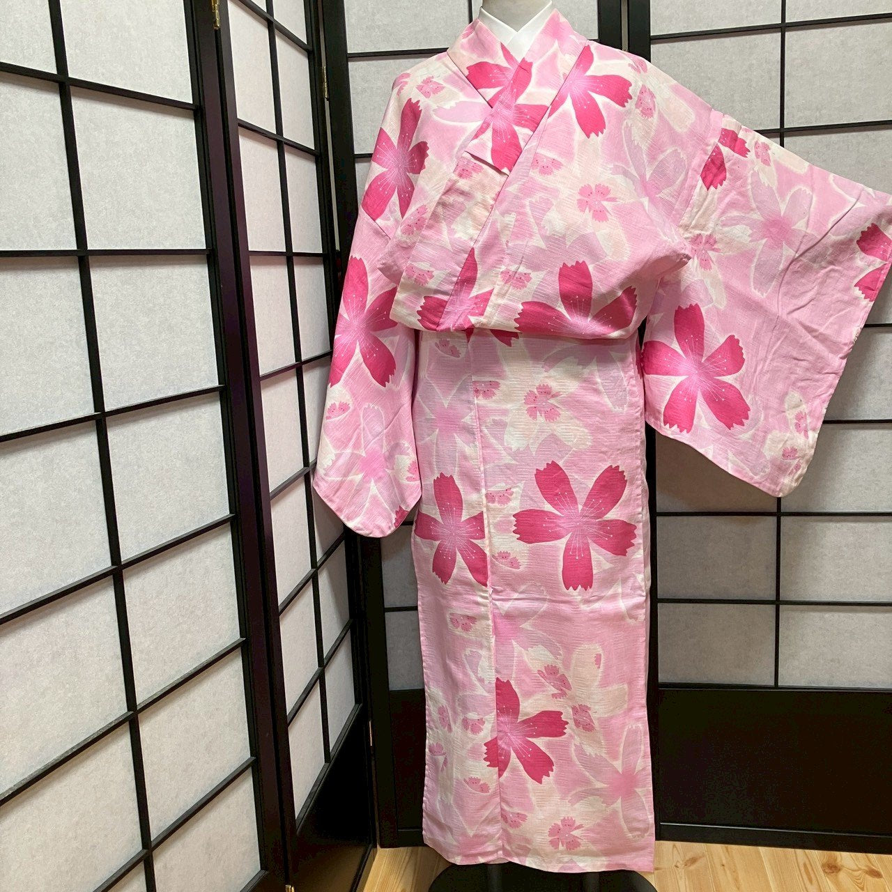 ［9123］浴衣 花散らし ぼかし ゆかた レディース リメイク 綿