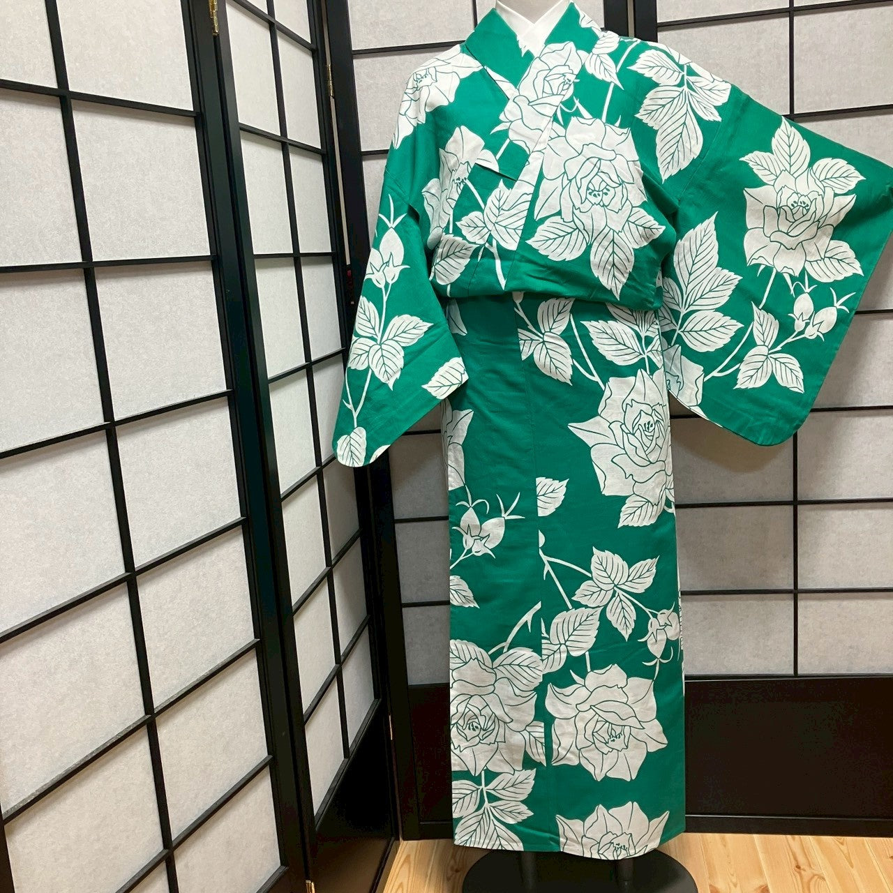 ［9449］浴衣 枝花文様 ゆかた レディース リメイク 綿