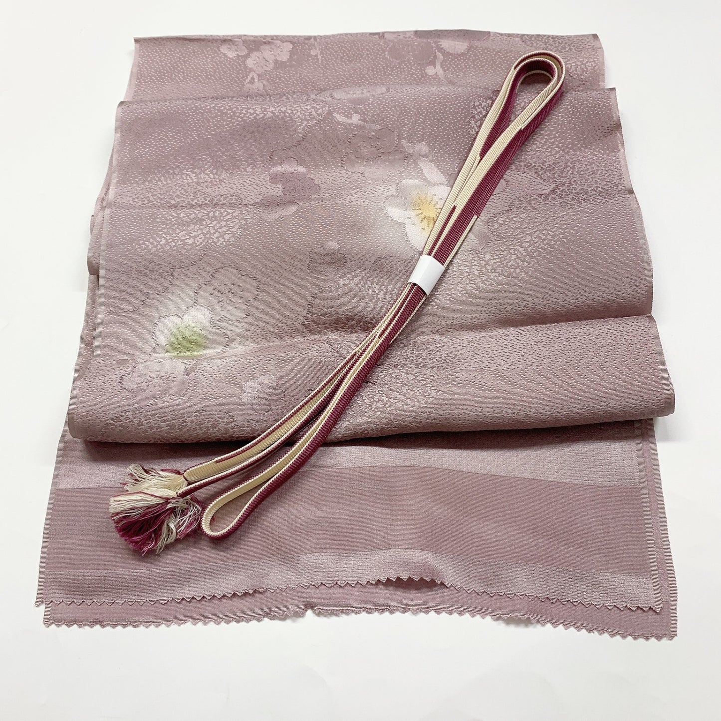 8707# Japanese Kimono Accessory Vintage Obiage and Obijime 2-piece Set Silk