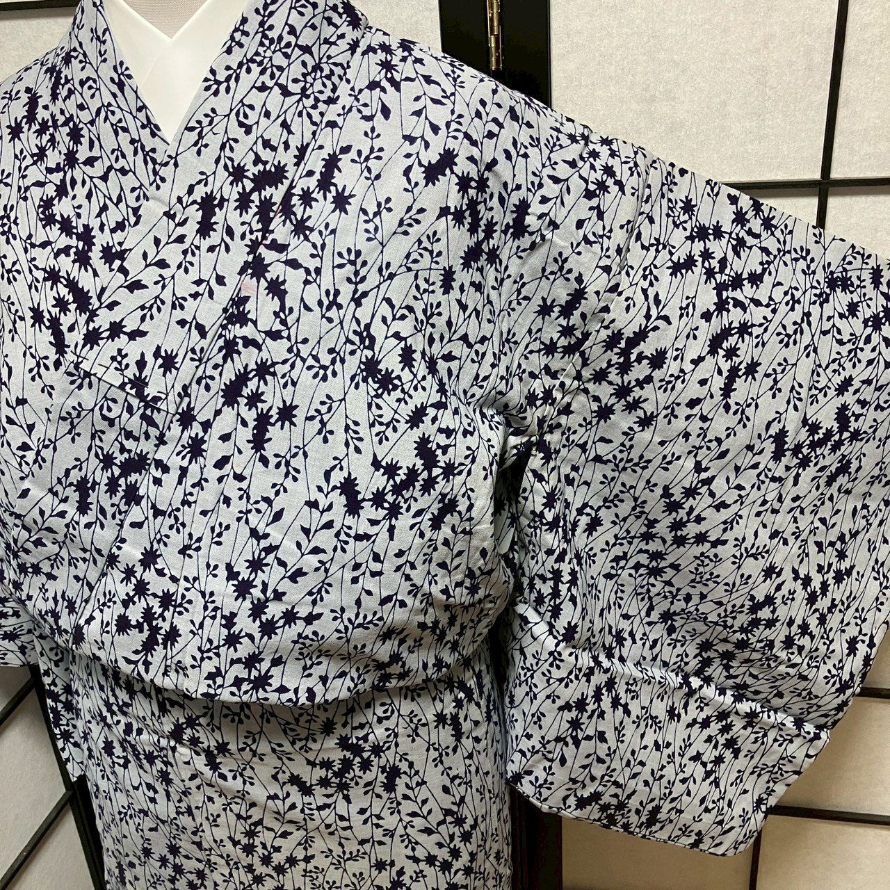 ［9493］浴衣 枝花文様 ゆかた レディース 綿 リメイク