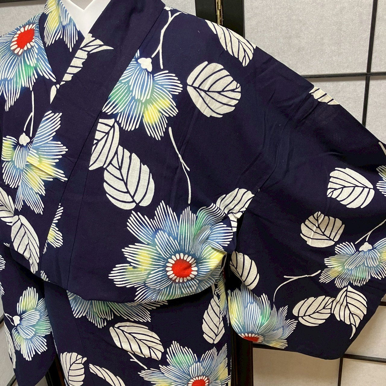 ［9477］浴衣 草花文様 ゆかた レディース 綿 リメイク