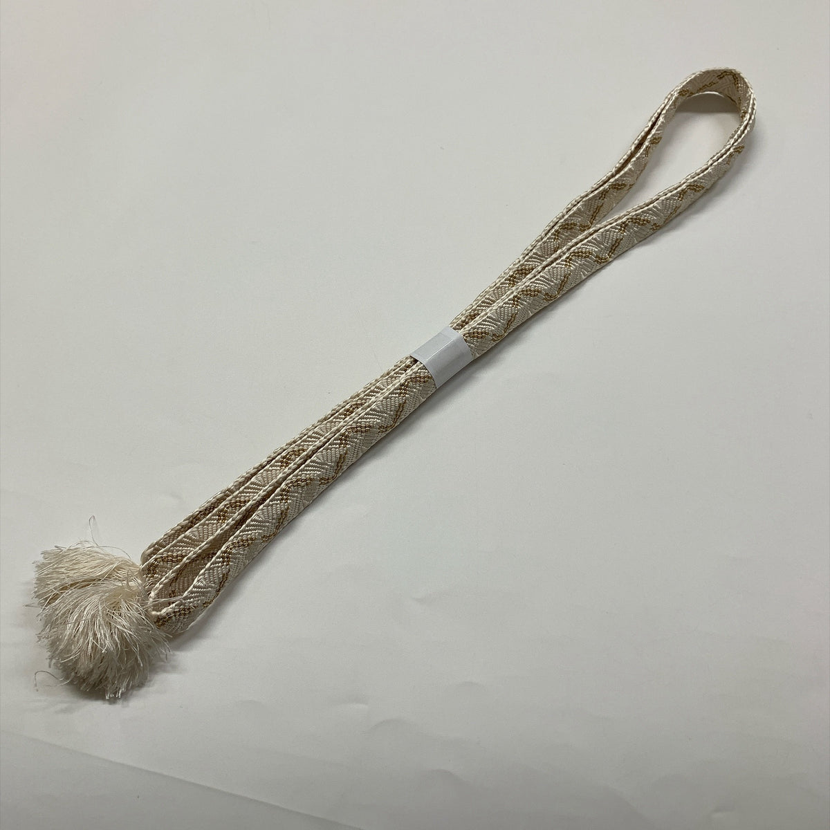 ［9832］帯締め 帯揚げ セット 草花鞠文様 金糸 白 正絹 着物 帯絞め